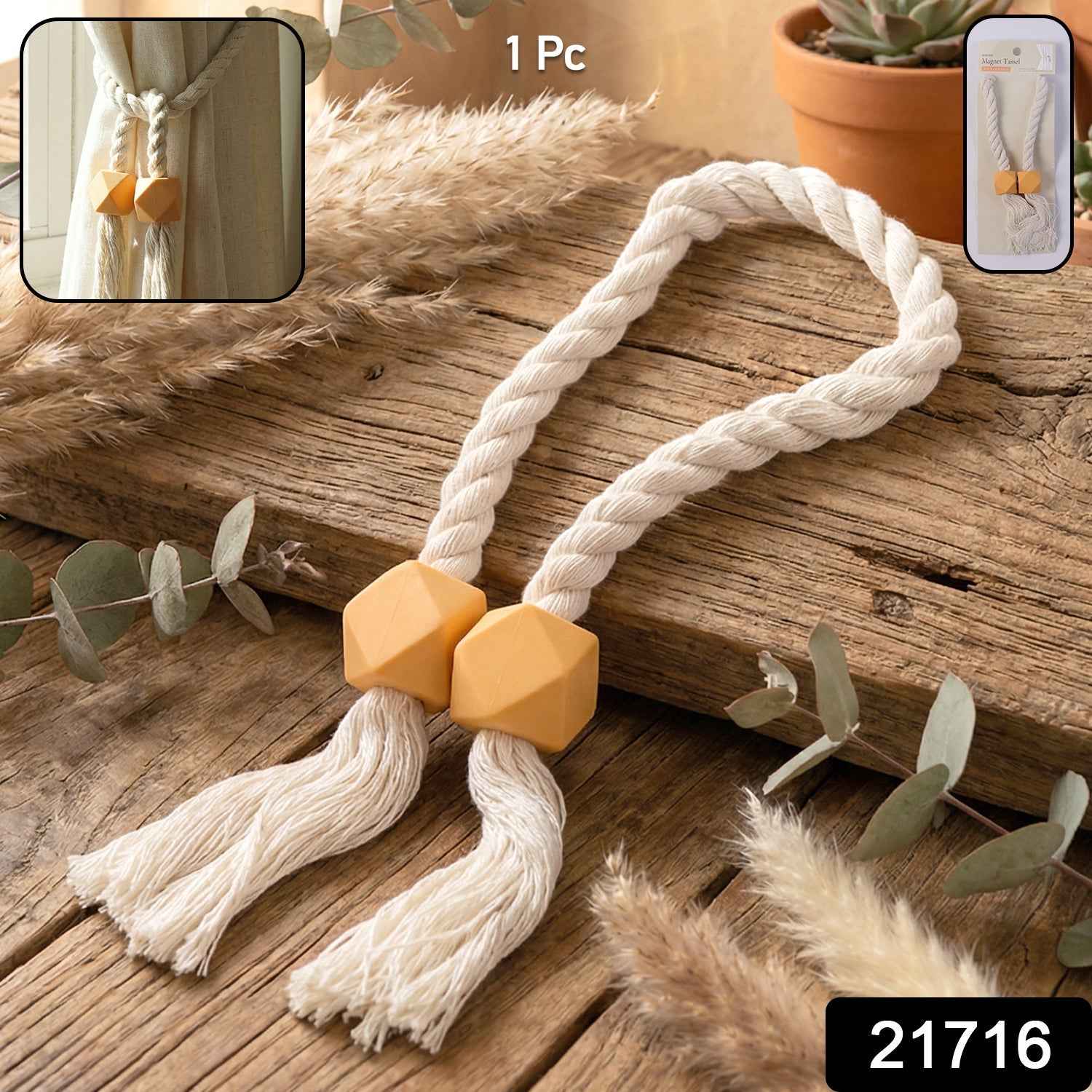 Magnetic Curtain Tieback – Elegant Braided Rope & Easy Hold