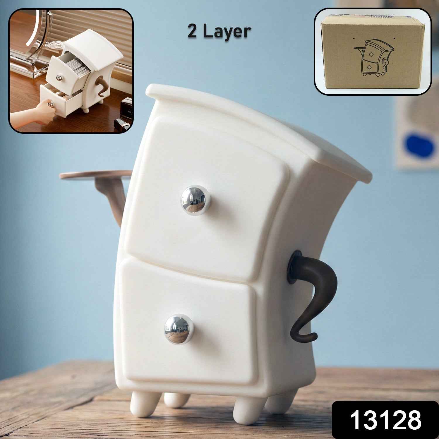 Desktop Storage Drawer Organizer – 2 Layer Compact Cabinet