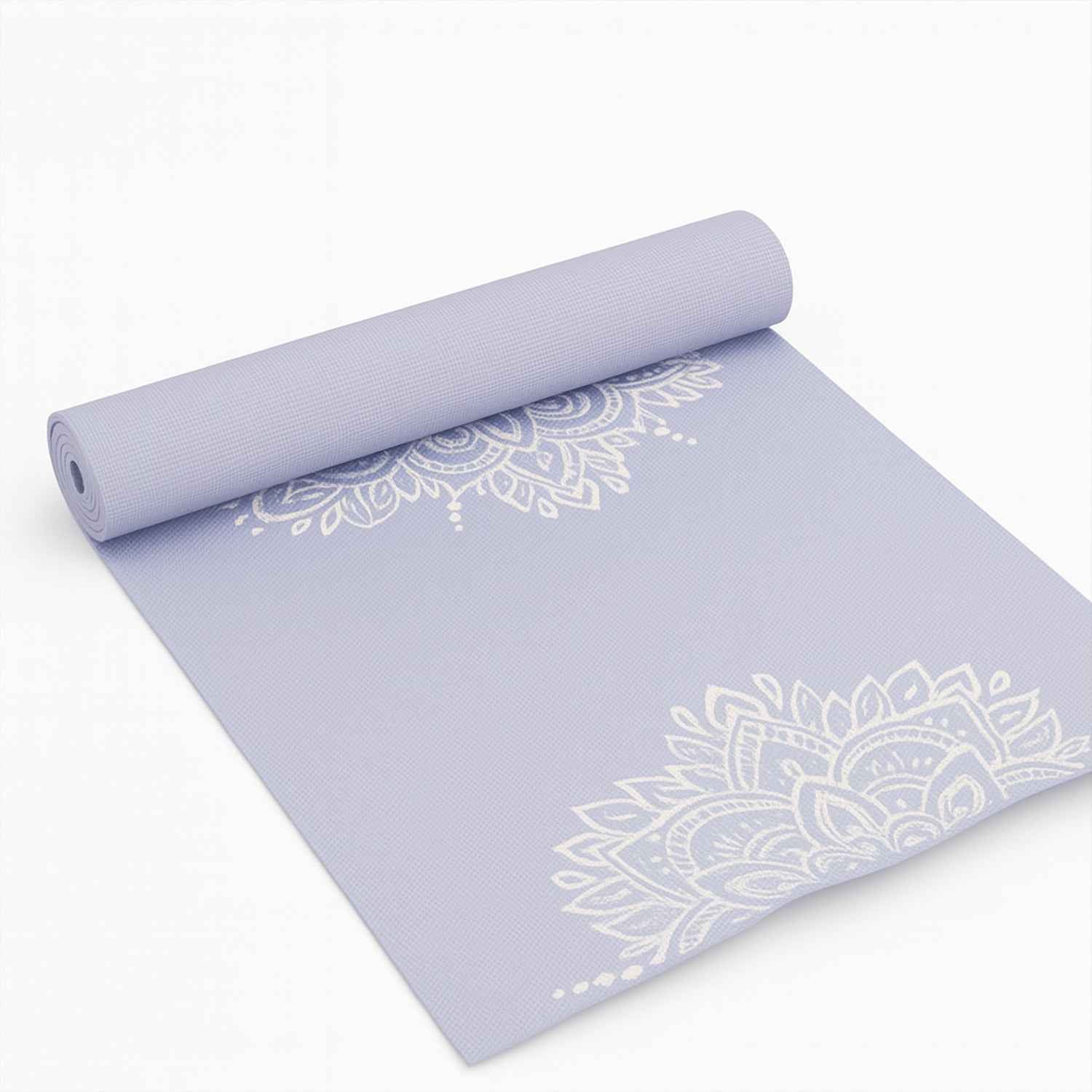 Designer yoga mat with colorful mandala print and cushioning