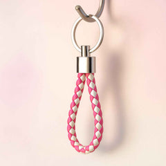 Braided Leather Keychain – Durable Metal Ring & Stylish Hand Strap