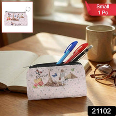 Paris Print Zipper Coin Pouch – Compact & Stylish Storage