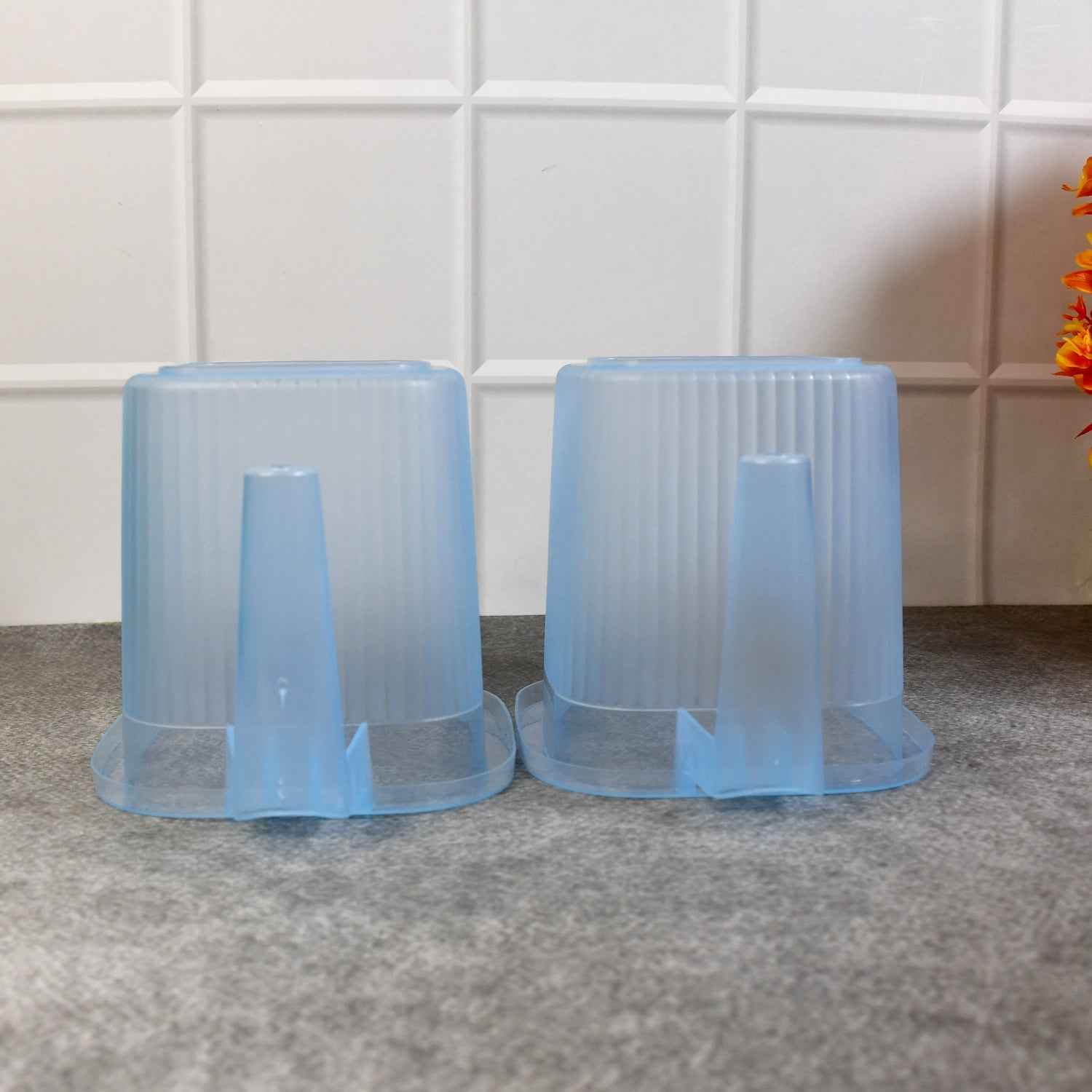 Plastic Bathroom Mugs – Transparent 1000 ML (Set of 4) | Bathora