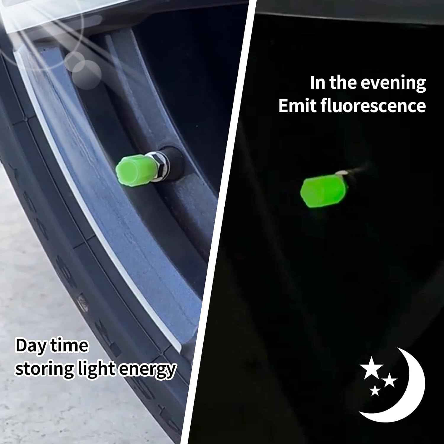 Glow tire covers with luminous effect on vehicle wheels