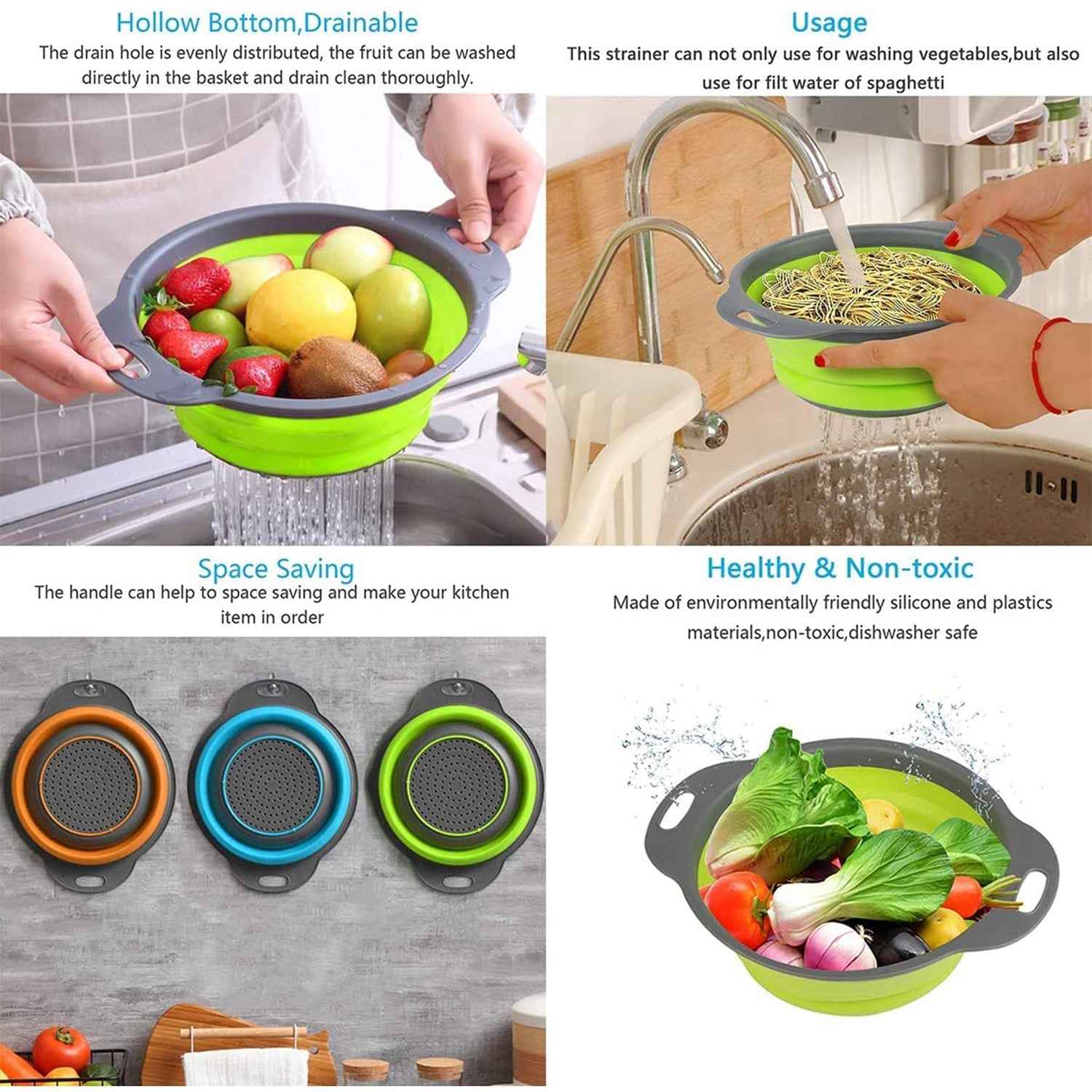 Foldable Silicone Strainer – Space-Saving Kitchen Tool | Vastate
