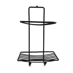 Space-saving stainless steel soap rack, showcasing its two-layer design.