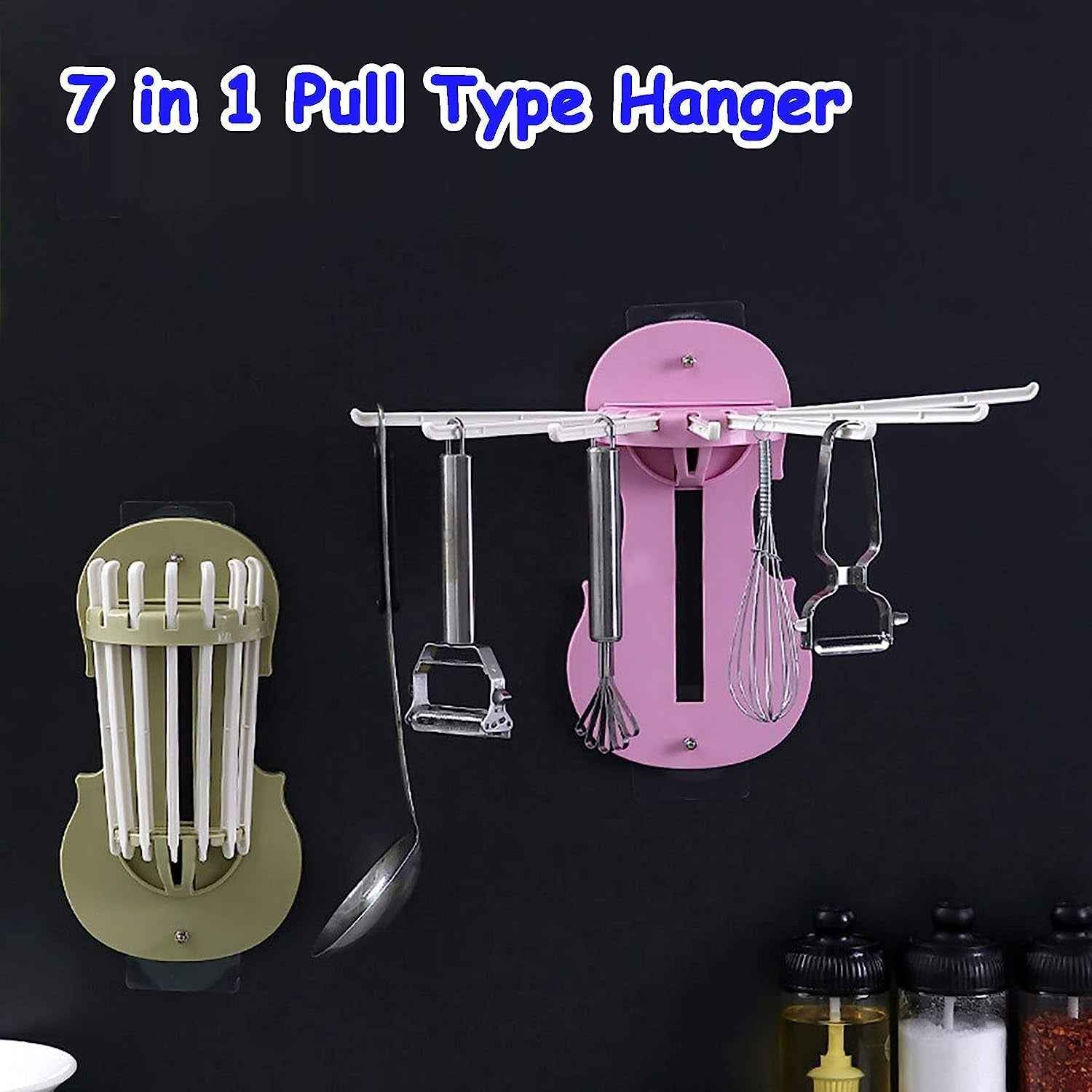 Retractable Wall Hanger – 7-in-1 No-Drill Hooks for Kitchen | Bathora