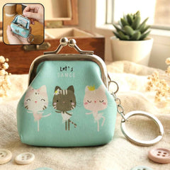 Cartoon Cat Mini Coin Purse Keychain – Portable & Stylish