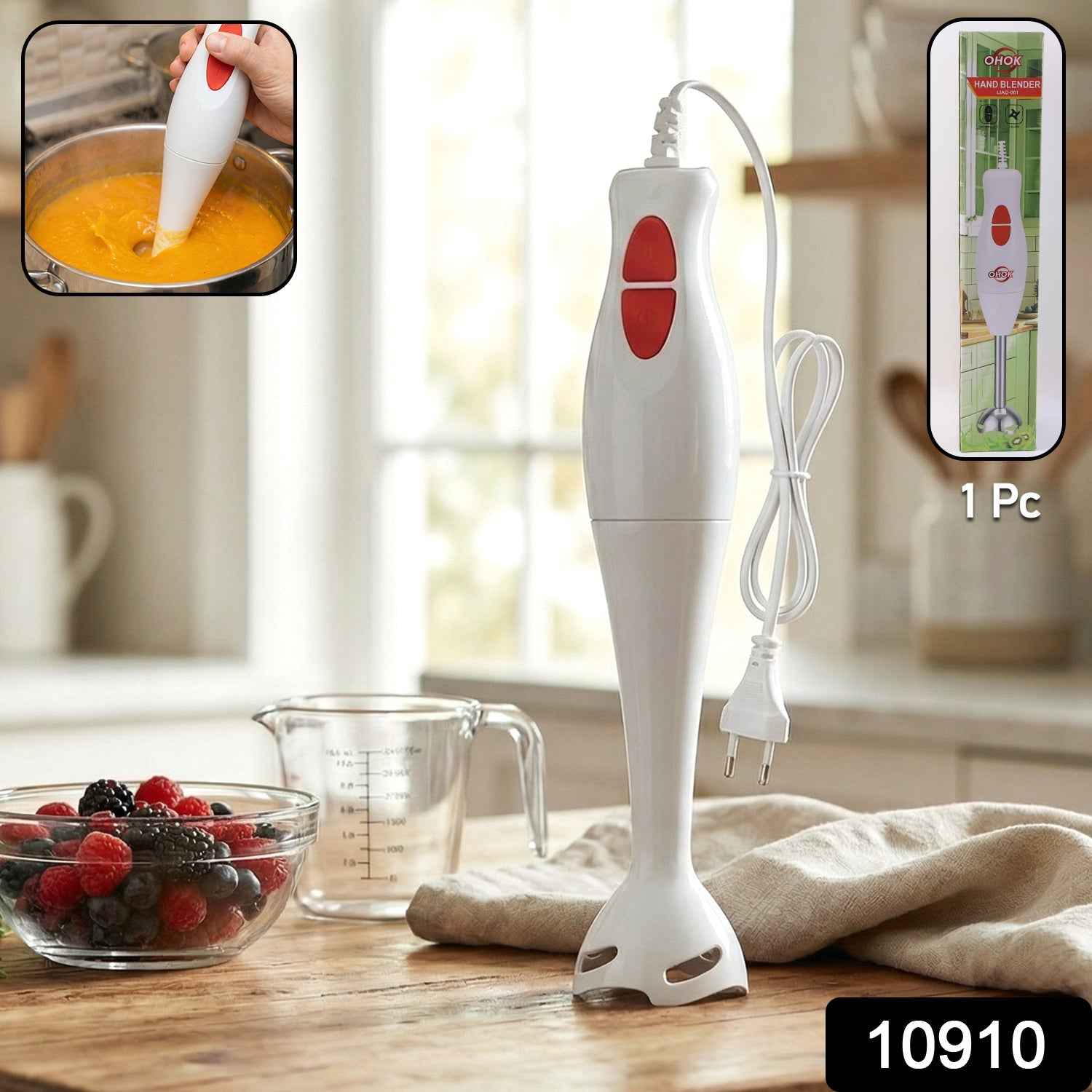 Electric Hand Blender Stick – Stainless Steel Blades & Powerful Motor