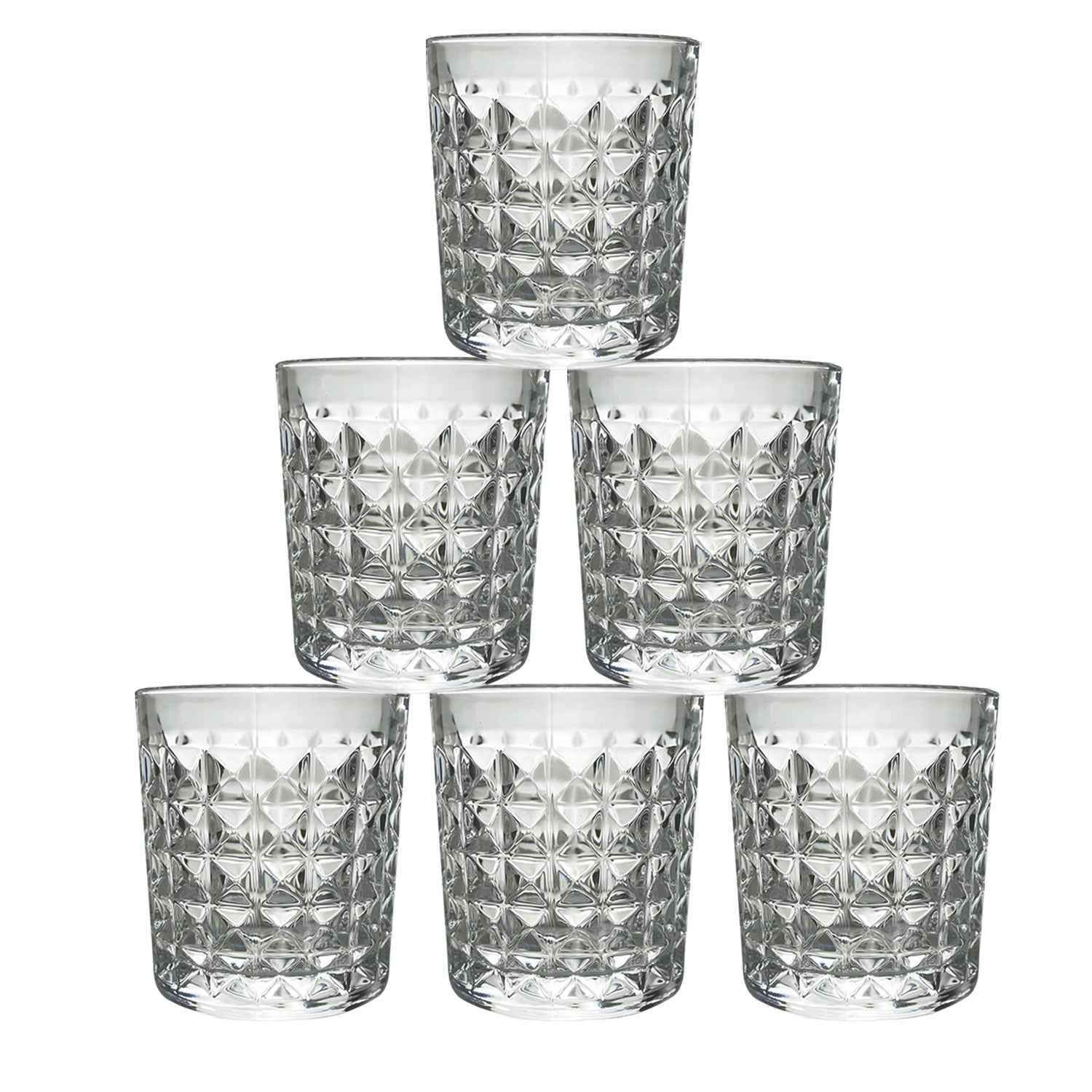 Glass Tumbler Set – Diamond-Cut 6 Pc Elegant Drinking Glasses | Serve Stellar