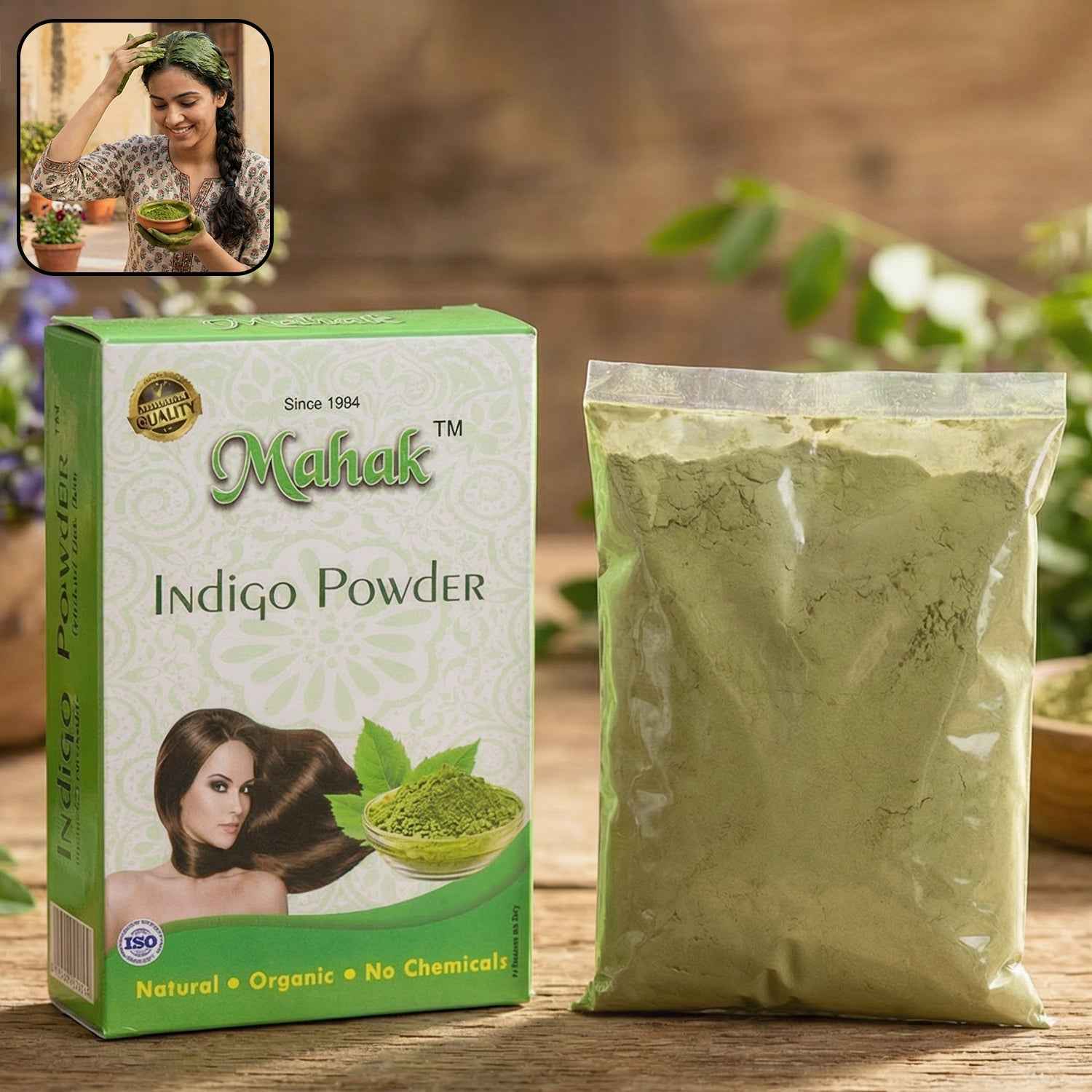 Natural Indigo Powder – Pure Herbal Hair Coloring & Care 80 gm