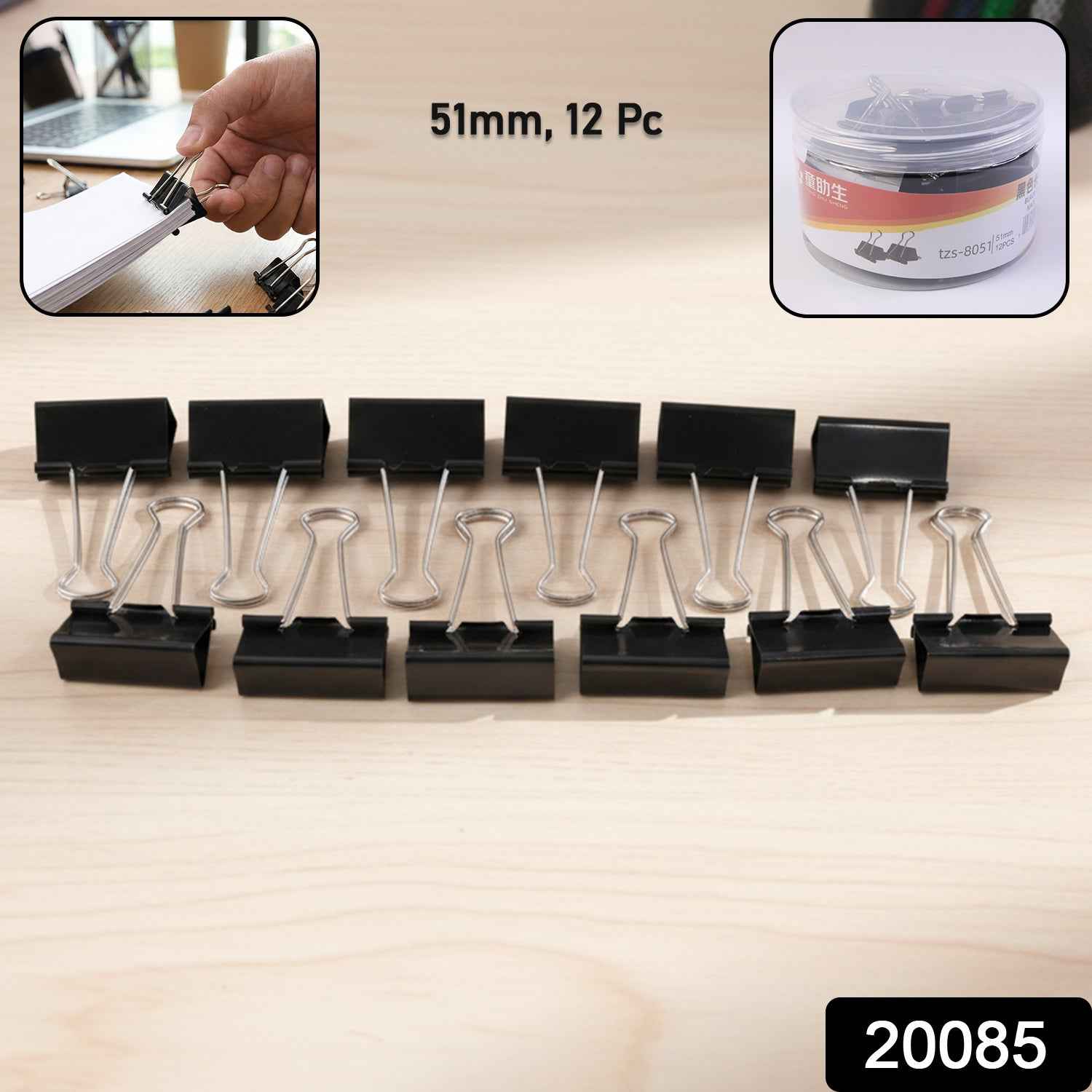 51 mm Large Binder Clips – Strong Secure Paper Holders (12 Pc Set)
