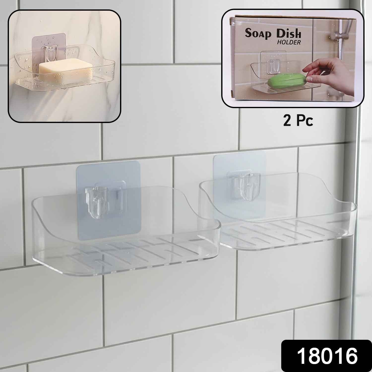 Transparent Wall-Mounted Soap Dish Set – Space-Saving & Drainage