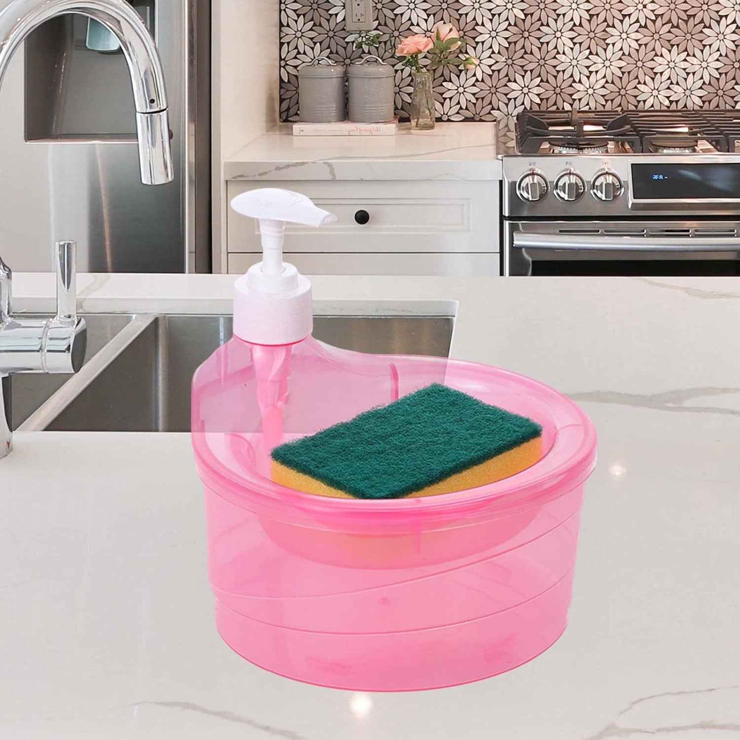 Soap Dispenser with Sponge Holder – 2-in-1 Kitchen Organizer | VelvetBubbles