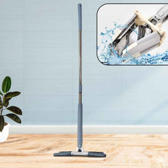 Flat Mop – 360° Rotating Head, Easy Squeeze | Velvet Wipe