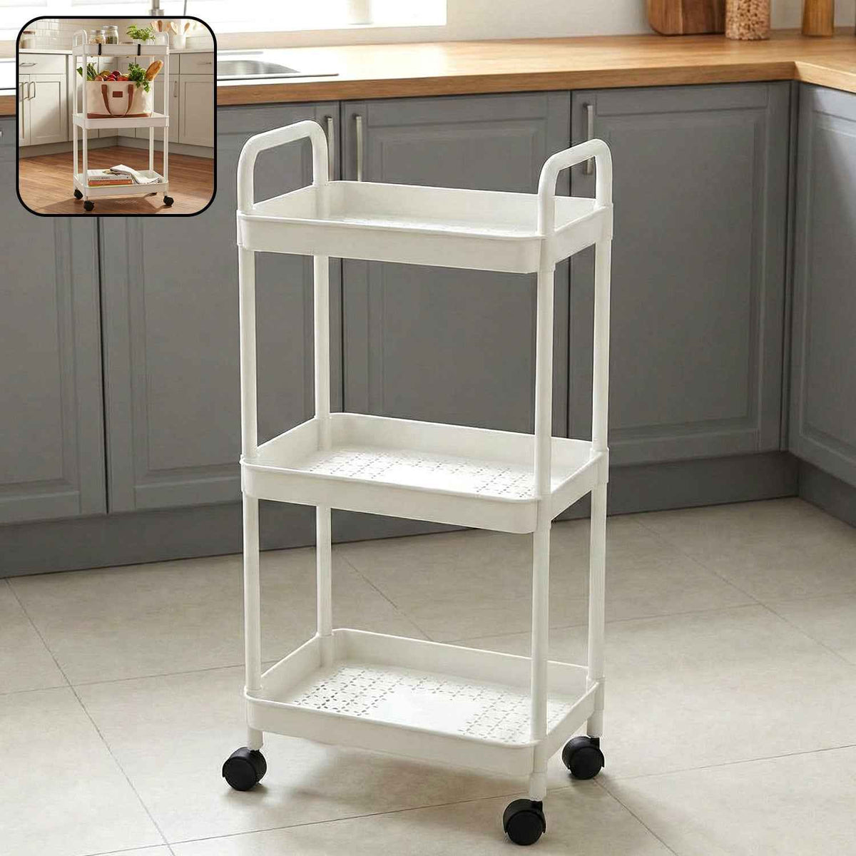 3 Layer Rolling Storage Trolley – Space-Saving Multipurpose Organizer
