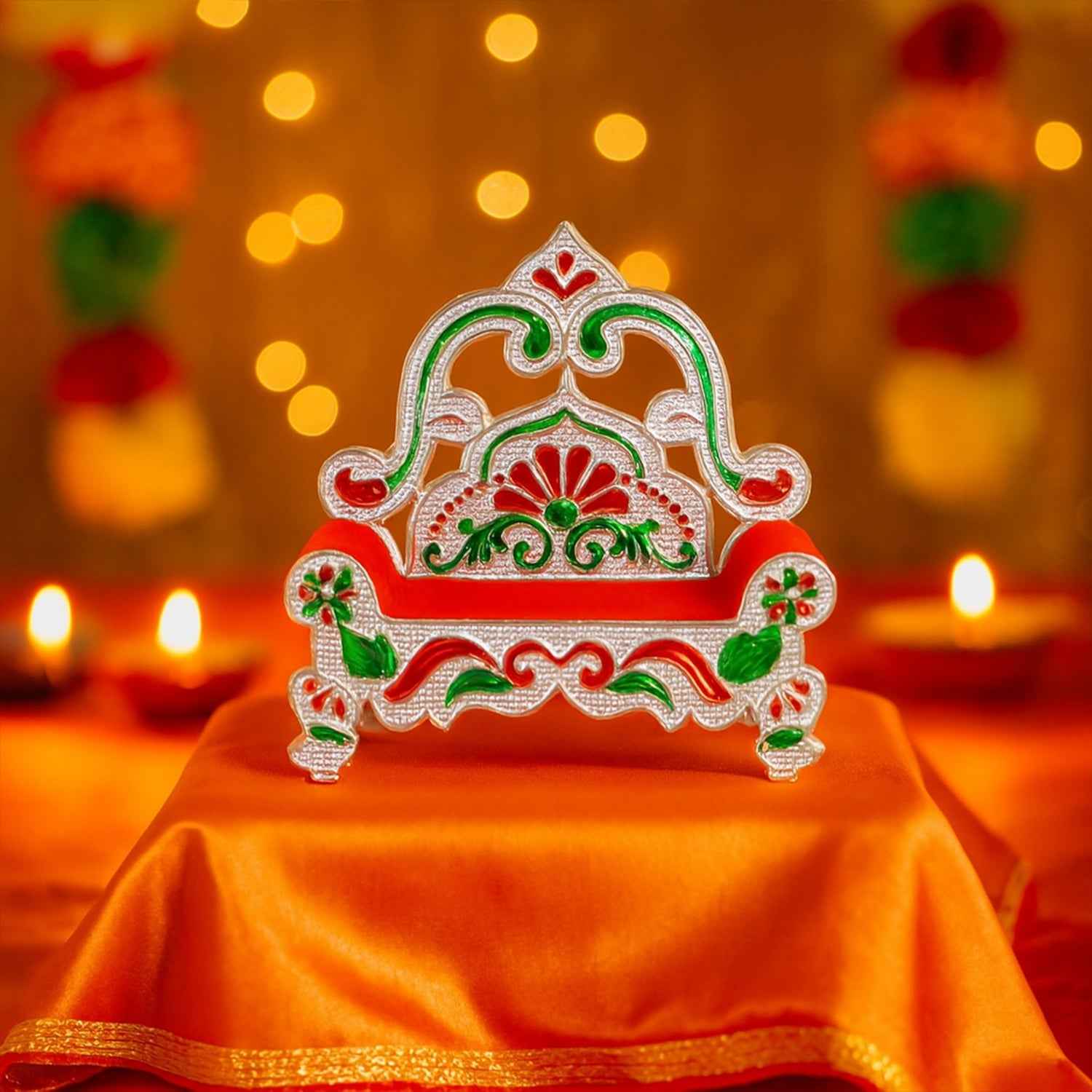 Small Decorative Singhasan – Elegant Plastic Throne for Pooja Idols