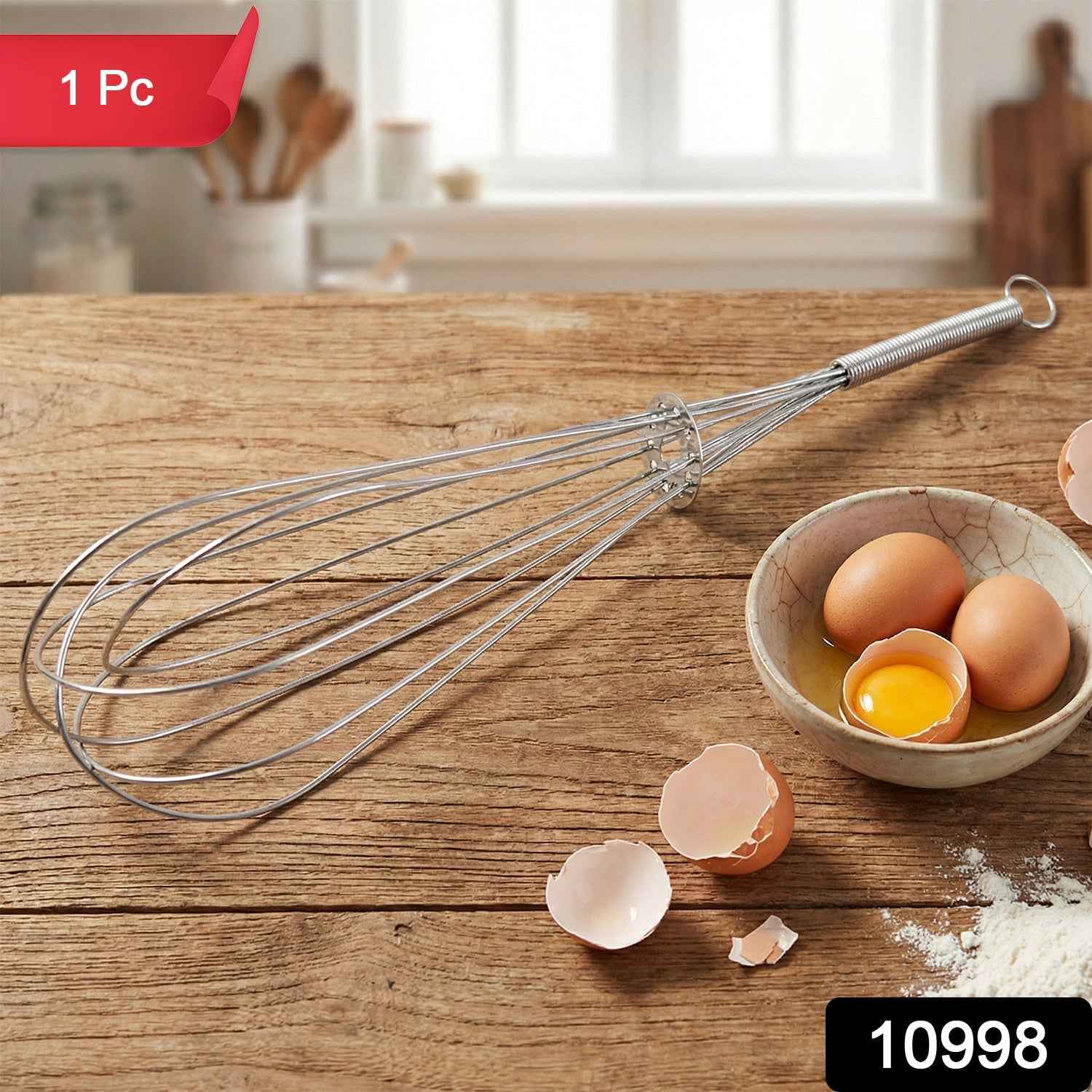 Stainless Steel Egg Beater Whisk – Manual Balloon Whisk for Baking