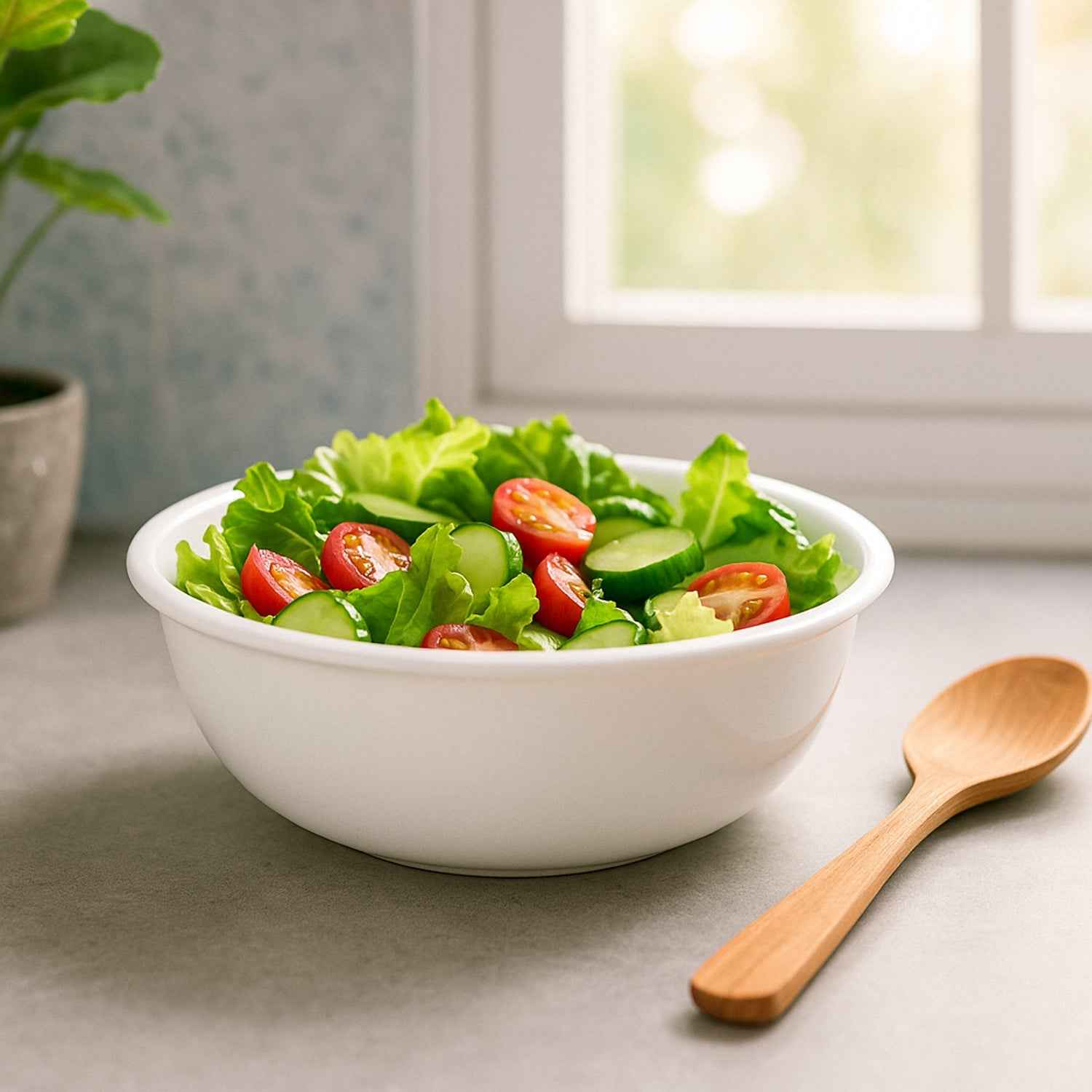 Plastic Serving Bowl 6 Inch – Deep Round White Kitchen Bowl