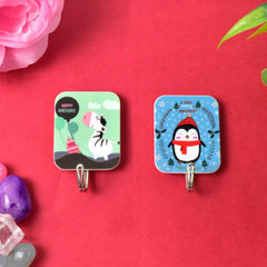 Self-Adhesive Cartoon Hooks – Strong 3 Kg Hold, 2 Pc Set