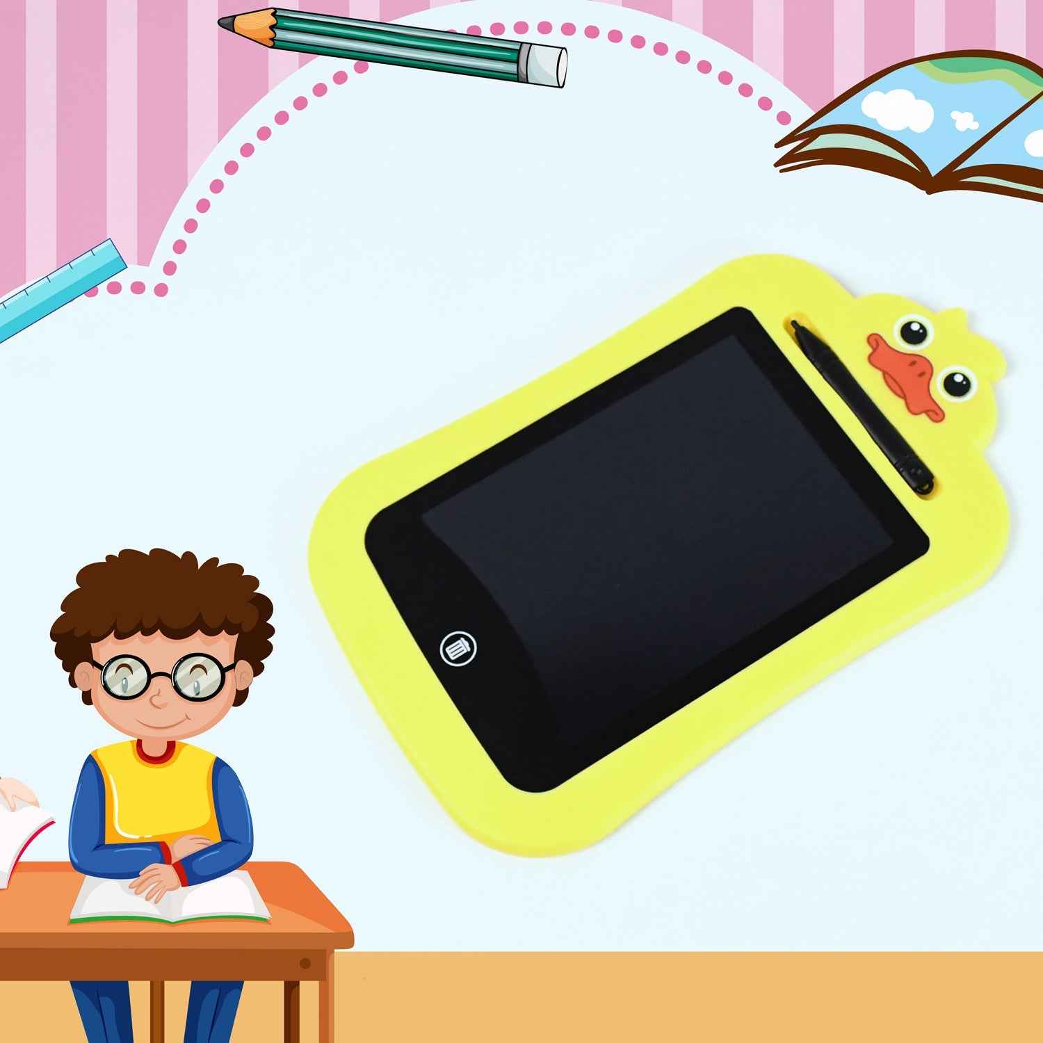 Kids LCD Writing Tablet featuring ScribbleJoy design on screen