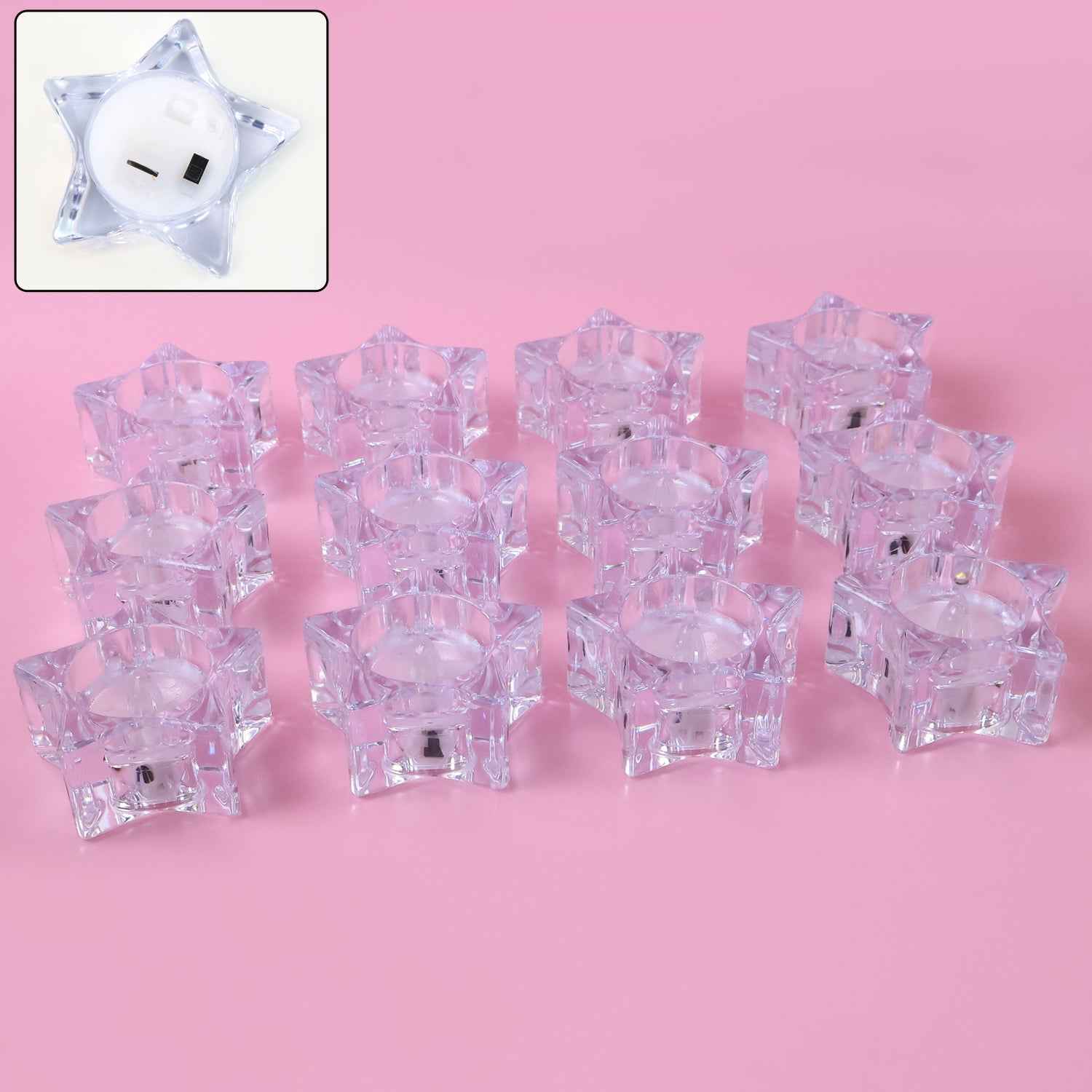 LED Crystal Effect Flameless Candles – Set of 12 Decorative Tealights