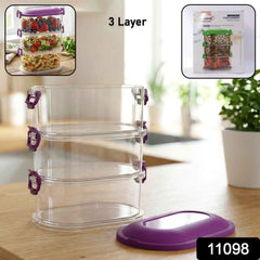 Airtight 3-Layer Stackable Food Storage Containers – Freshness & Space Saving