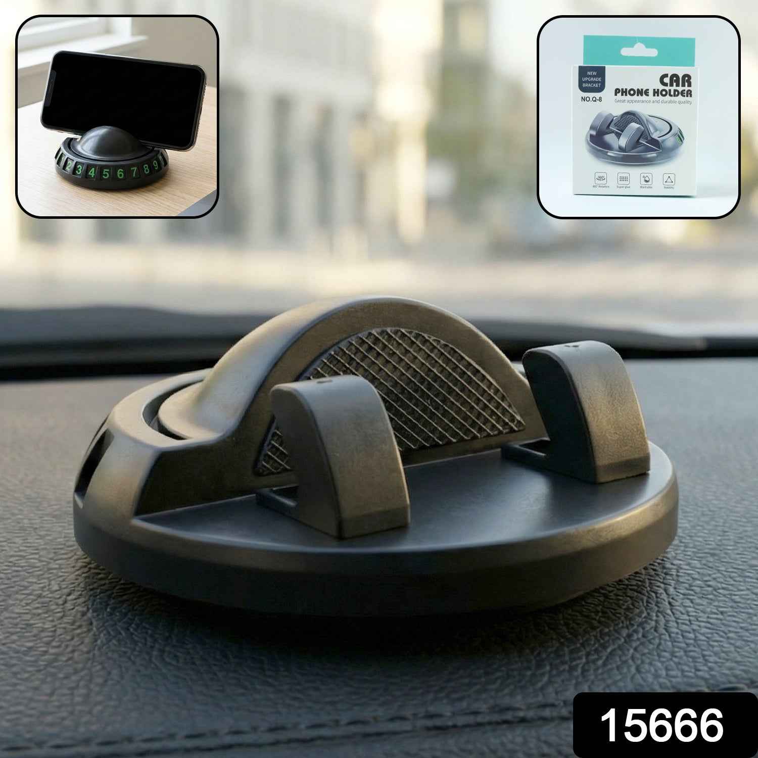 Car Dashboard Phone Holder – 360° Rotating Anti-Slip Mount