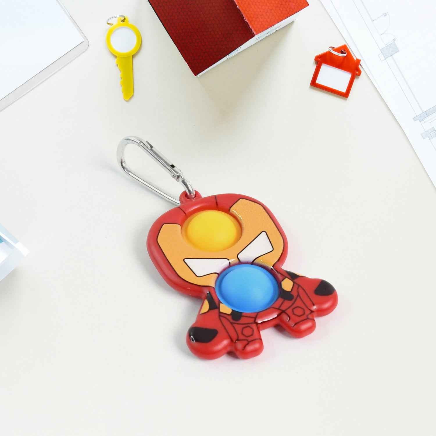 Iron Man Pop It Keychain – Compact Fidget Stress Relief Toy