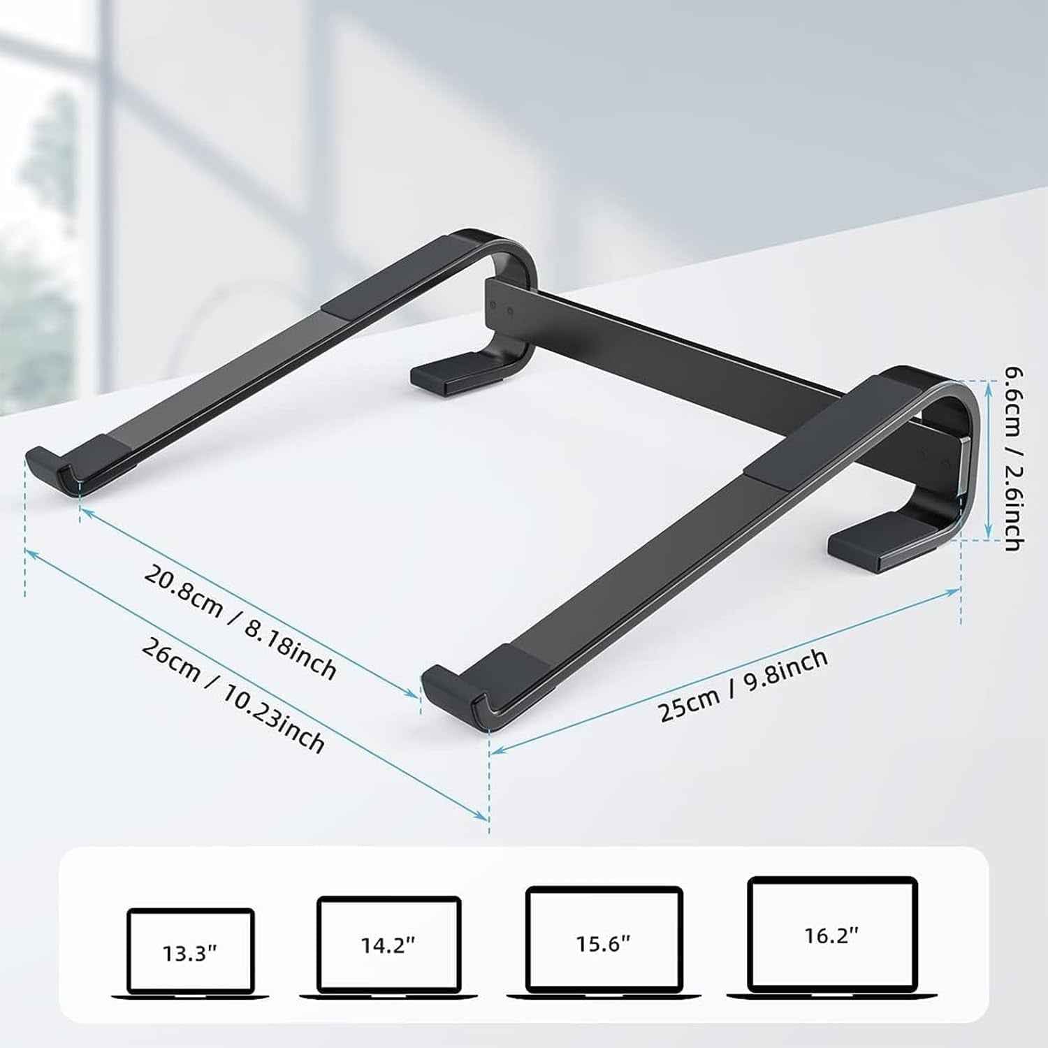 Fixed Metal Laptop Stand – Sturdy Ergonomic Desk Riser for Work
