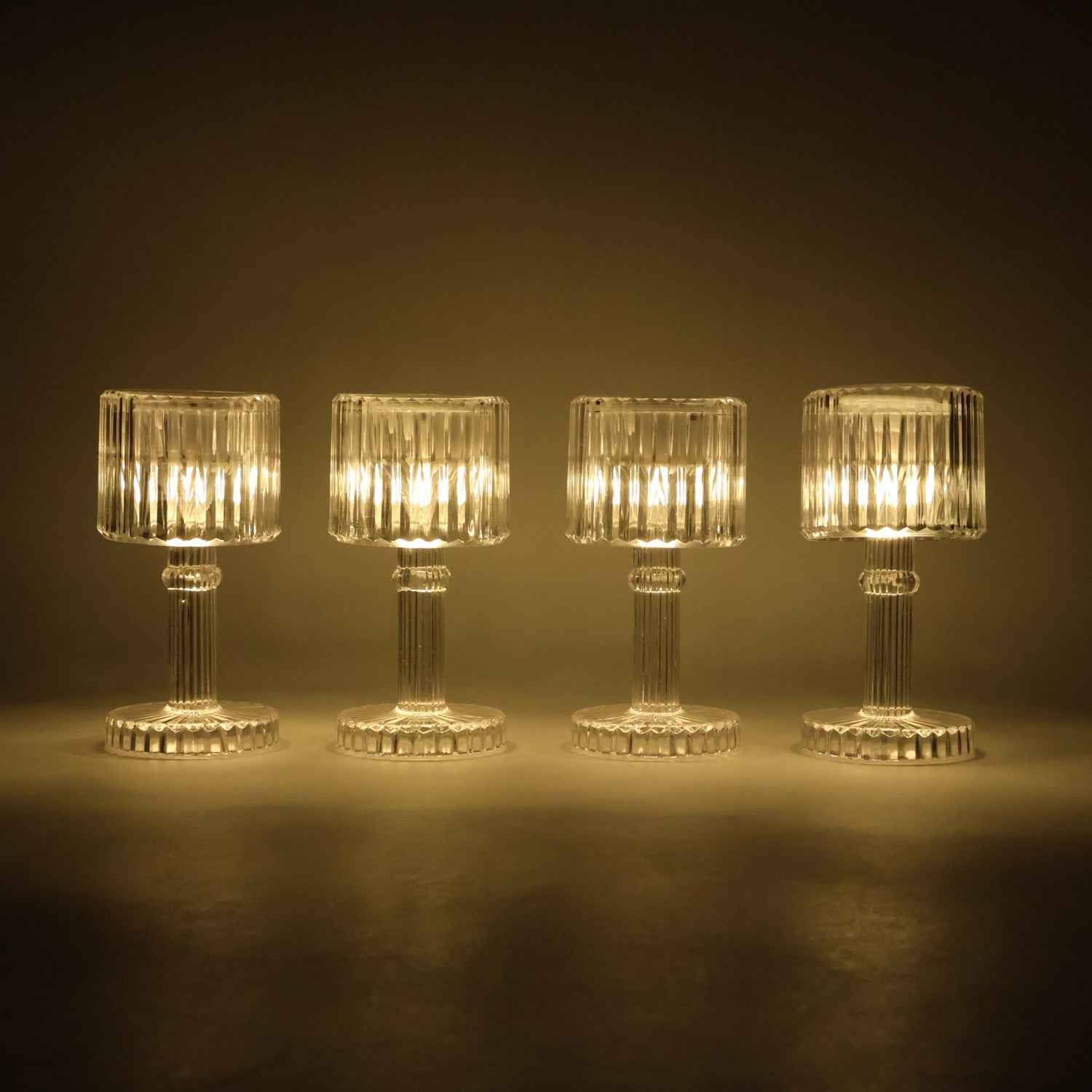 LED Crystal-Effect Table Lamps – Set of 4 Elegant Mini Lights