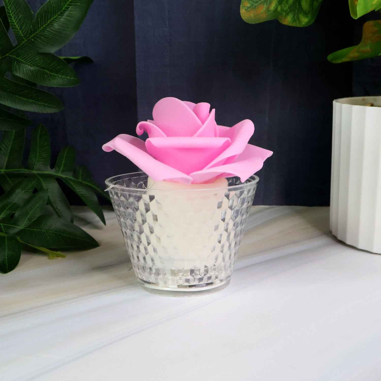 Rose Shaped Flameless LED Candles – Elegant Romantic Decor Set