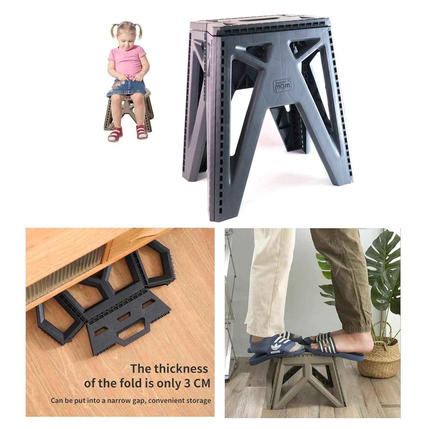 18 Inch Folding Stool – Portable Durable Step & Seating Stool