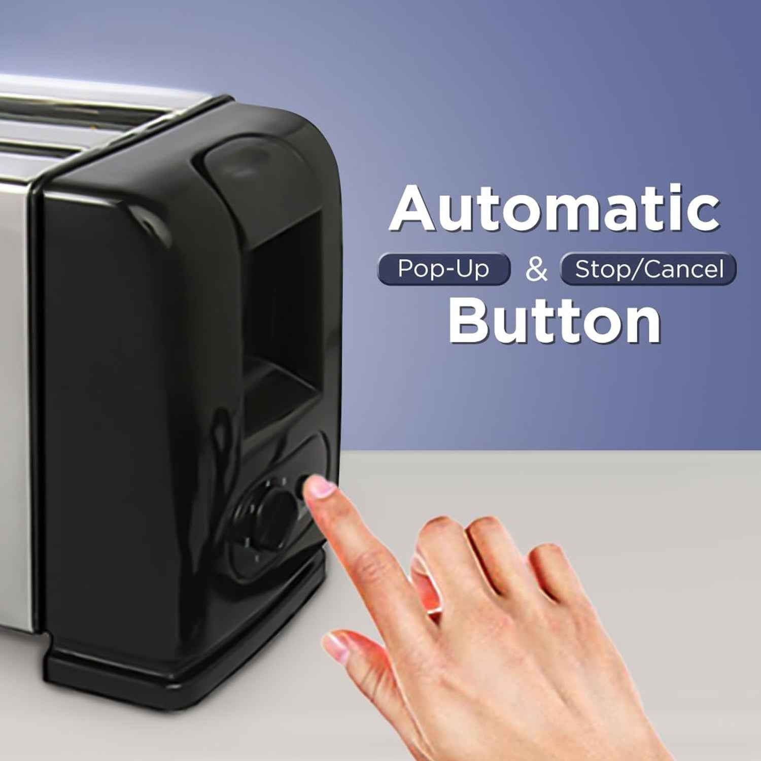 Pop-Up Toaster 1200W – 4-Slice Adjustable Browning Stainless Steel