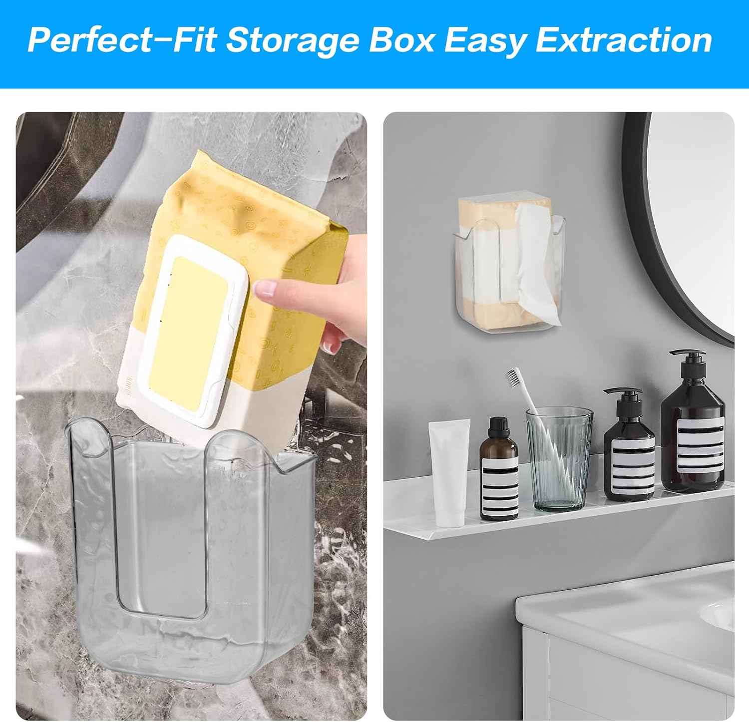 Tissue Dispenser Holder – Self-Adhesive Wall-Mounted Design