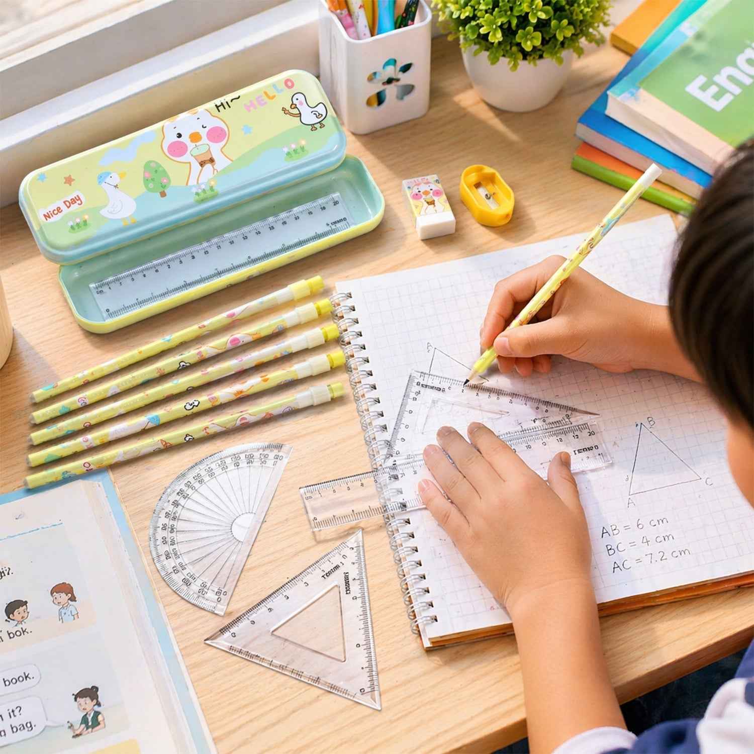Cartoon Geometry Box Set – Fun & Organised School Supplies