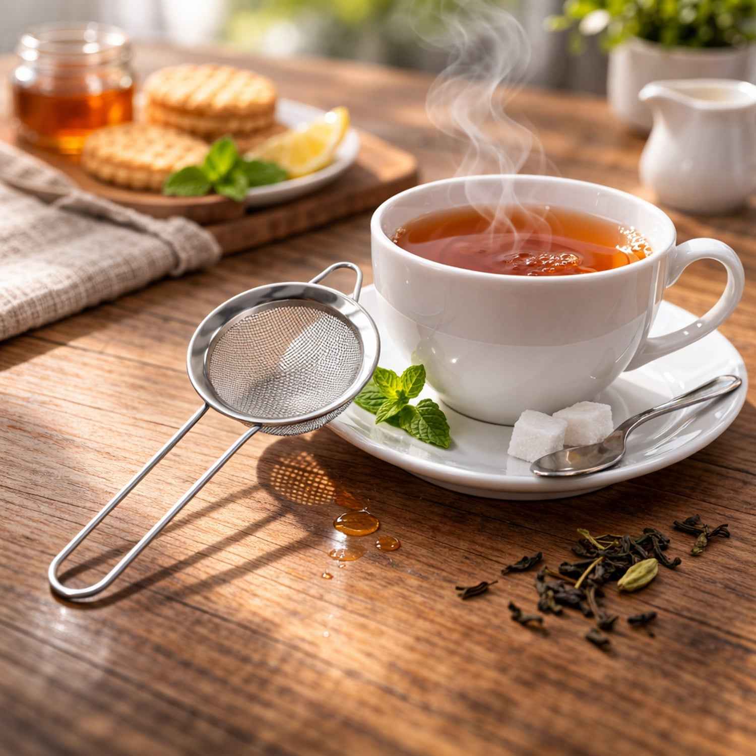 Tea Strainer – Stainless Steel 3-Piece Set with Fine Mesh