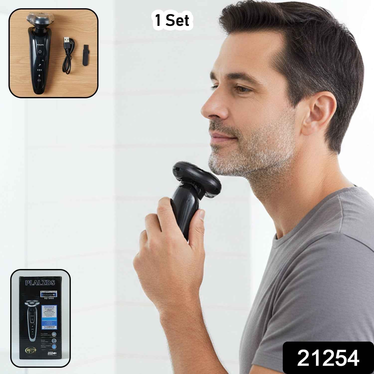 Rechargeable Electric Rotary Shaver – Precise 3D Floating Head