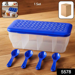 Airtight 4-Section Storage Container Ð Spice Jar with Spoons | Tidy Table