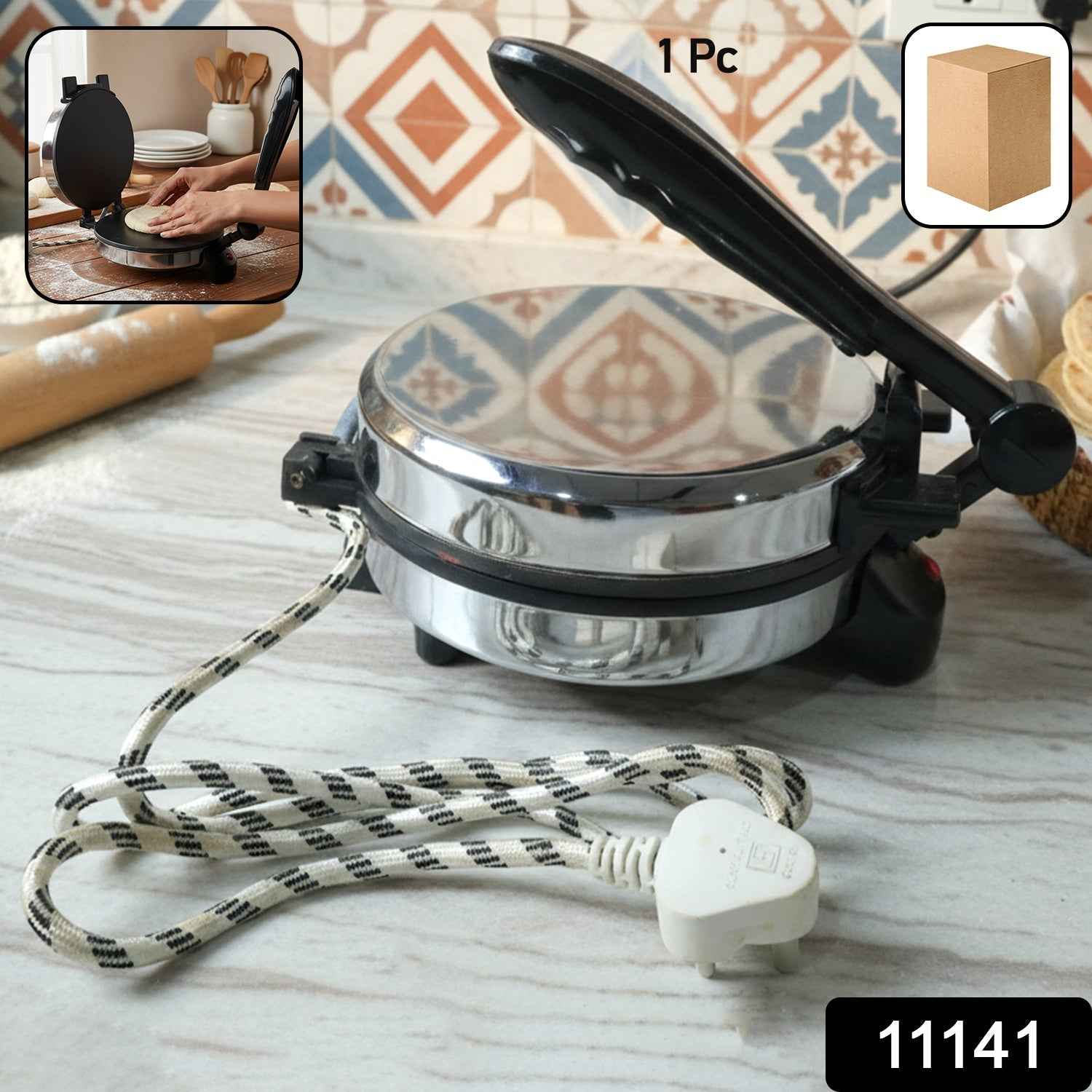 Electric Roti Maker – Stainless Steel Flatbread Cooker for Quick Meals
