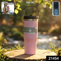 Stainless Steel Travel Tumbler – 900 ML Insulated with Handle