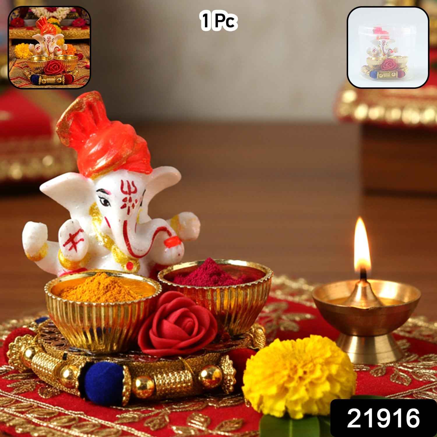Ganesha Pooja Thali Set – Traditional Religious Decor for Festivals