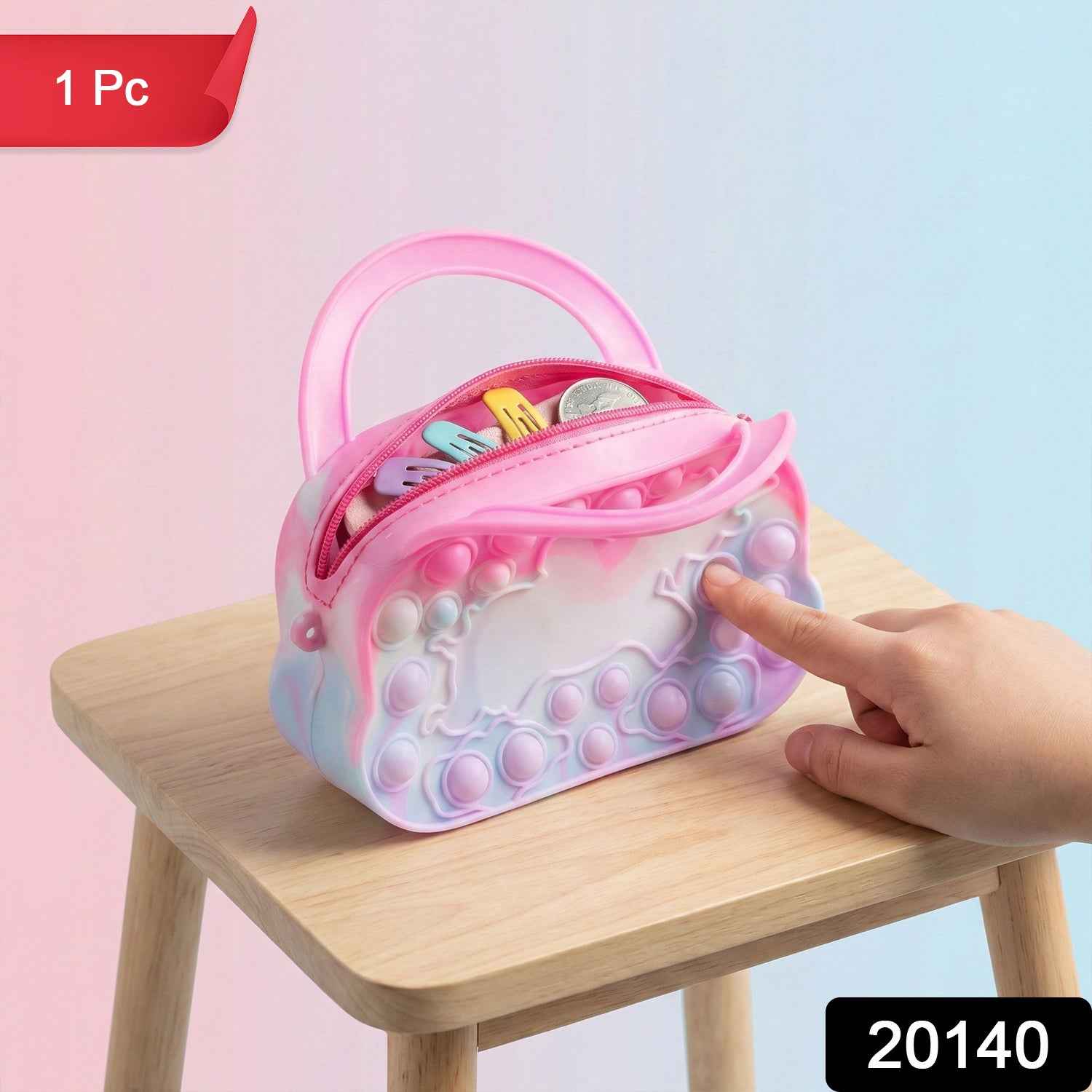 Pop It Coin Purse – Silicone Mini Handbag with Zipper & Handle