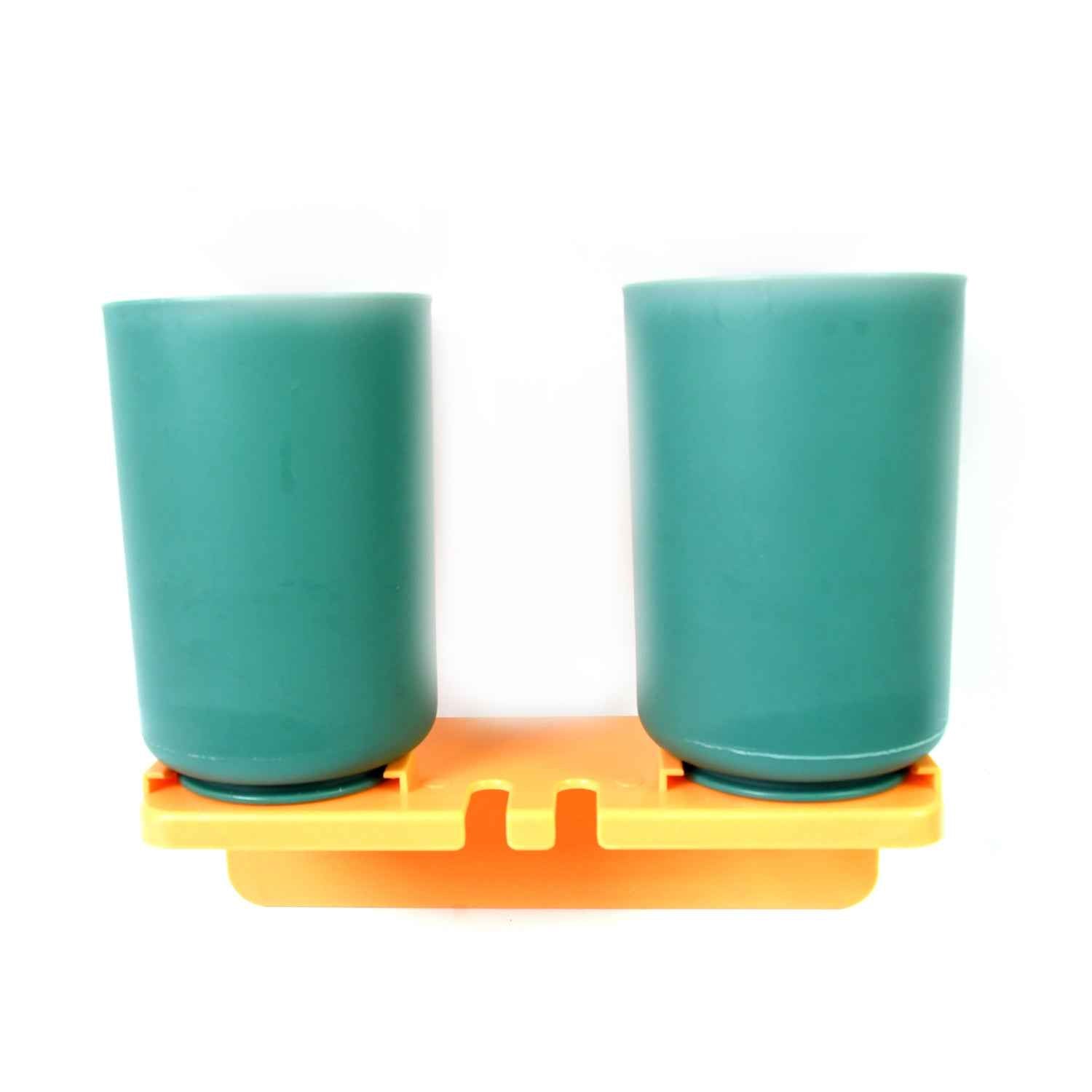 Wall Mount Toothbrush Holder – 2 Cups, Self-Adhesive | BrushedUp