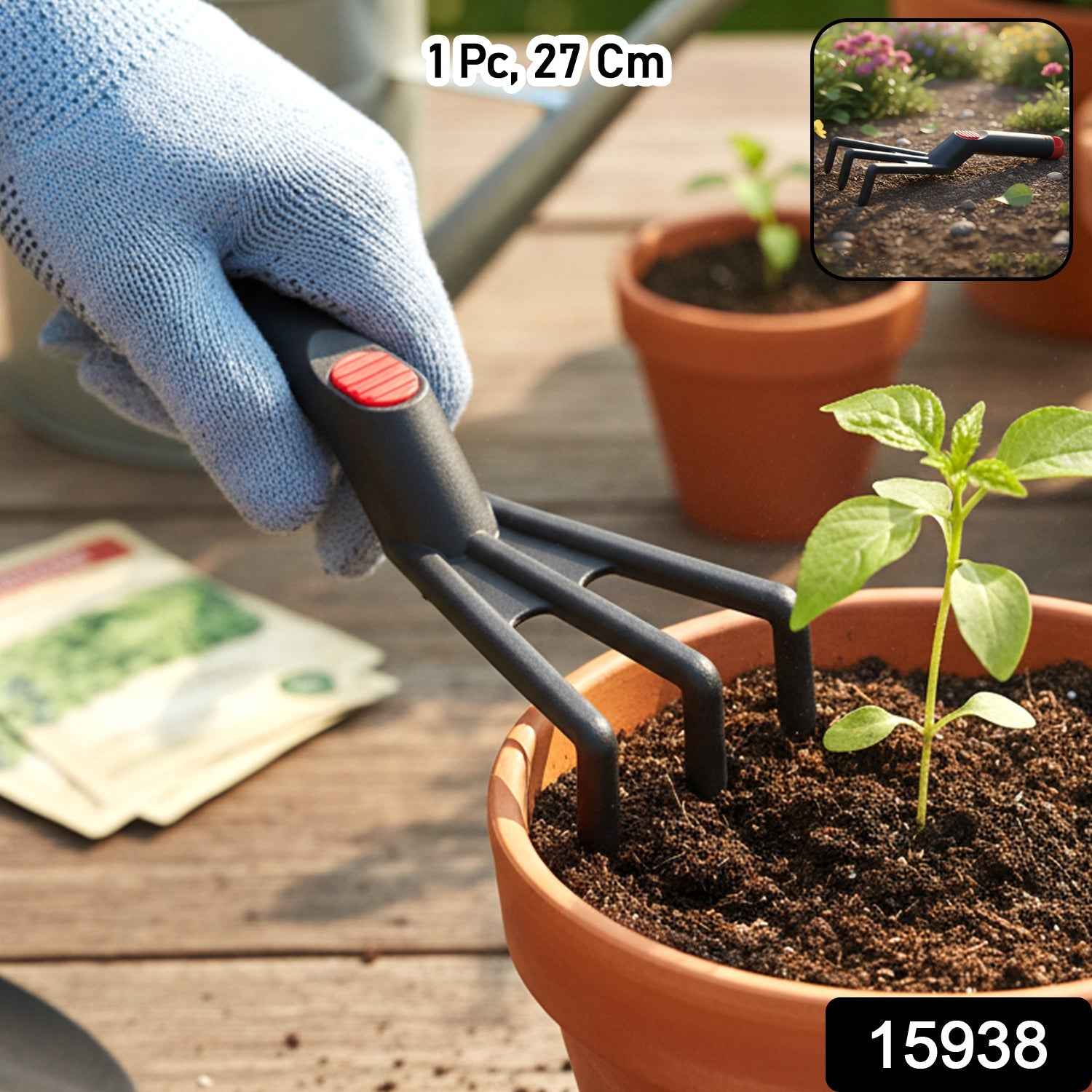 Hand Garden Cultivator Rake – Lightweight Soil Loosening Tool