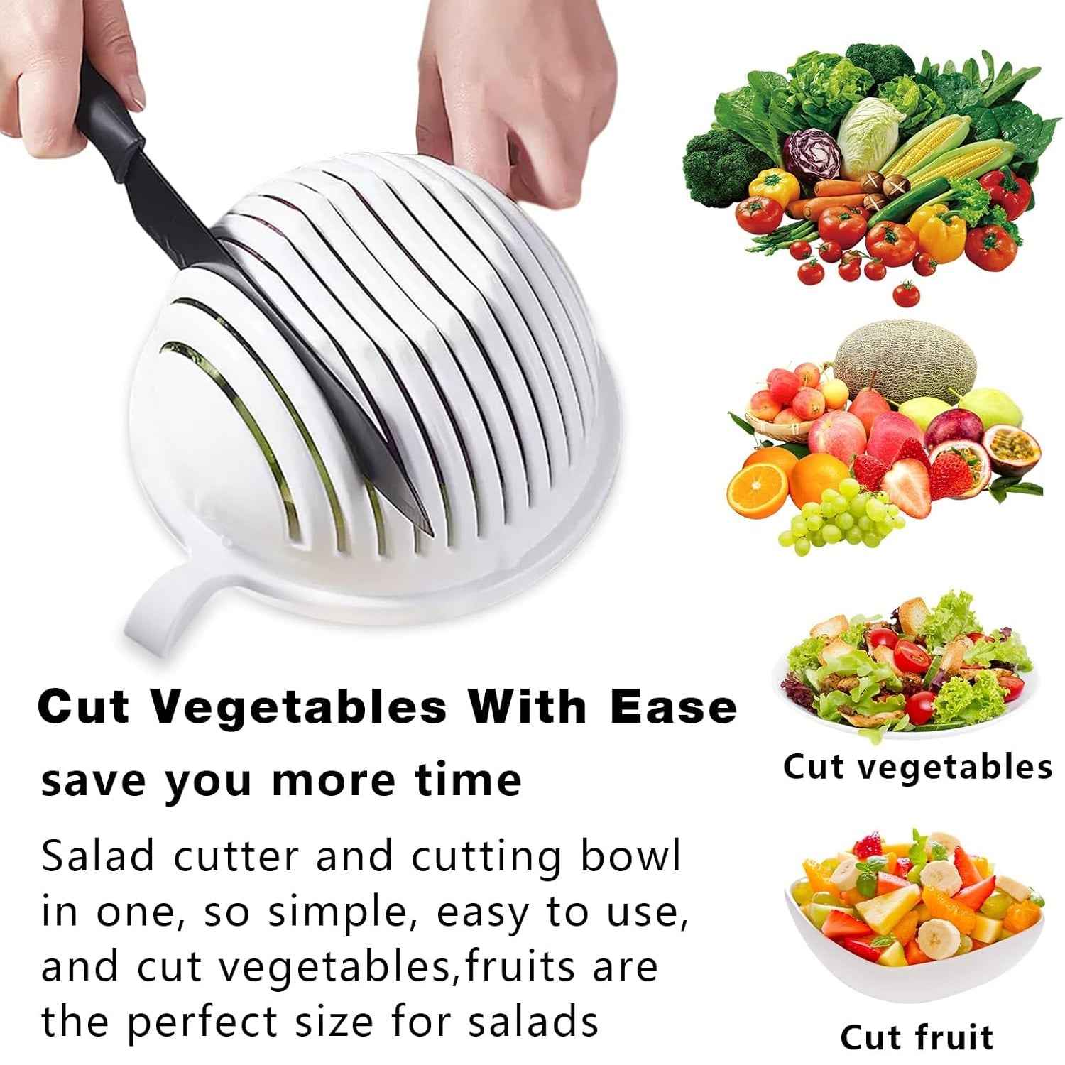 60 Seconds Salad Cutter Bowl – Quick Vegetable & Fruit Slicer | Quickslice