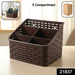 Desk Organizer Basket – 5 Compartment Multipurpose Storage