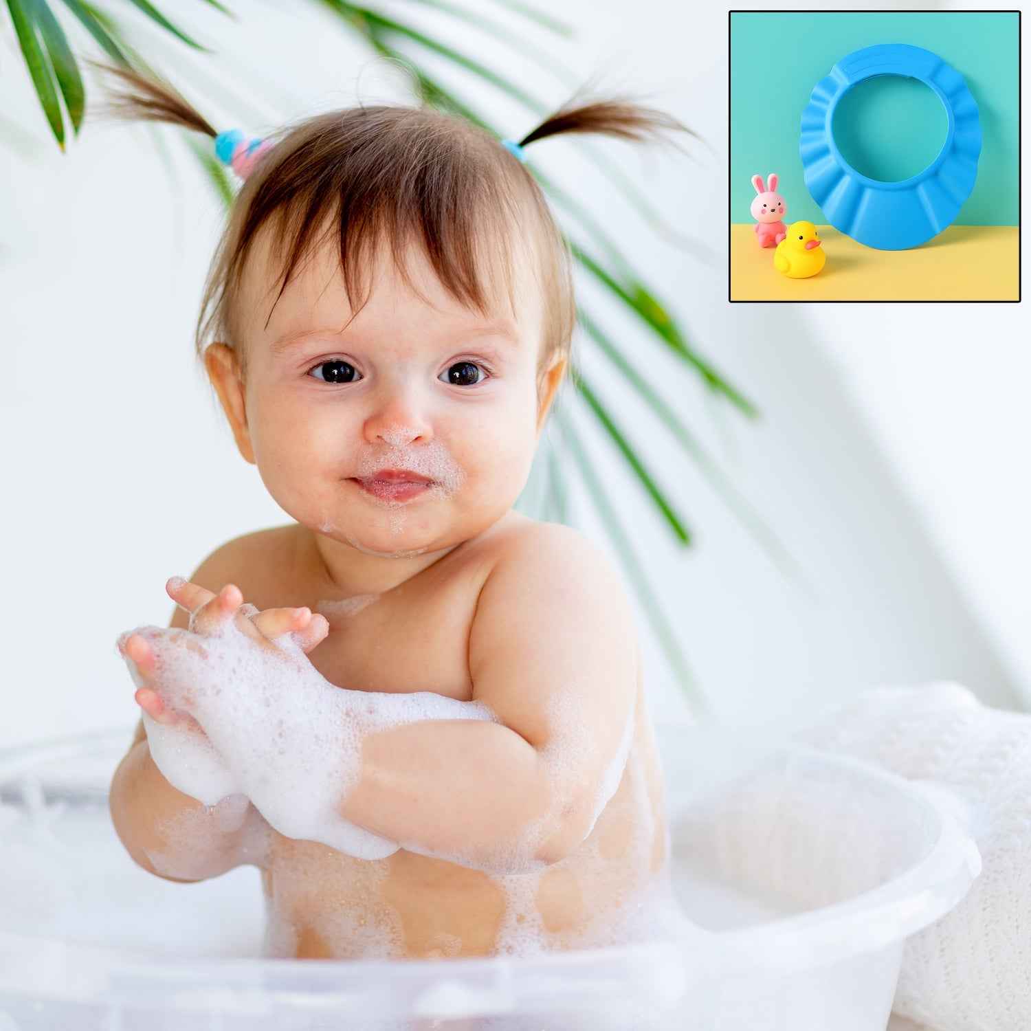 Adjustable Baby Shower Hat – Soft, Splash-Proof Protection