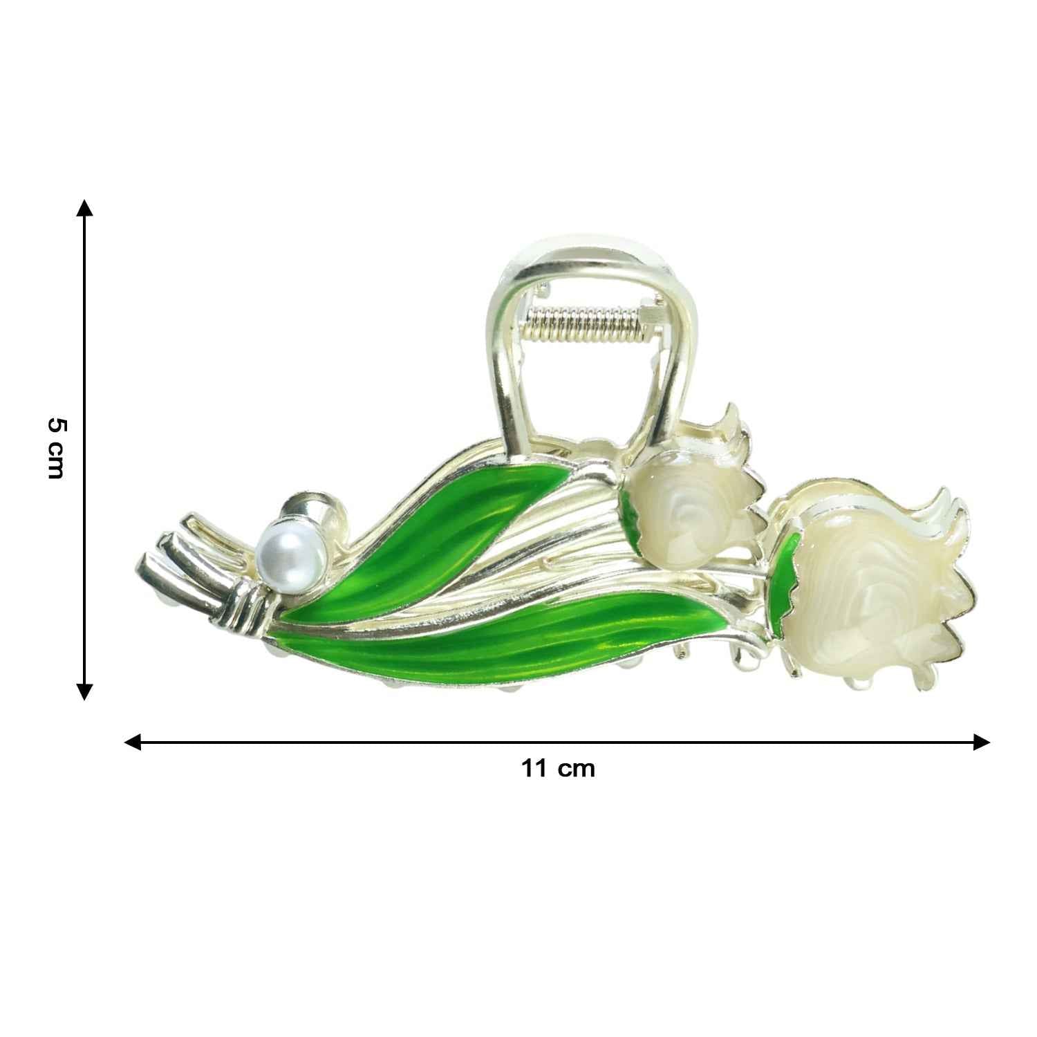 Floral Hair Claw Clip – Elegant Pearl Accent for Secure Hold