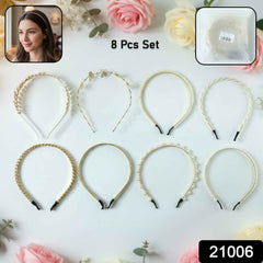 Designer Hair Band Set – Elegant 8-Piece Pearl & Floral Collection