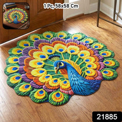 Peacock Design Floor Mat Ð Vibrant and Soft Home Decor
